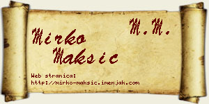 Mirko Maksić vizit kartica
